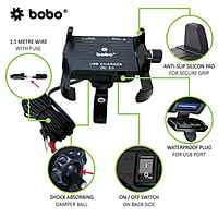 BOBO BM5 Claw-Grip Aluminium Bike Phone Holder/Mount (With Fast USB 3.0 Charger)