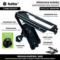 BOBO BM10H BLACK. Fully Waterproof Bike / Cycle Phone Holder/Mount with Vibration Controller