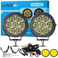 HJG 7 LED Round Foglight With Yellow Cap 70W Universal Auxiliary Light